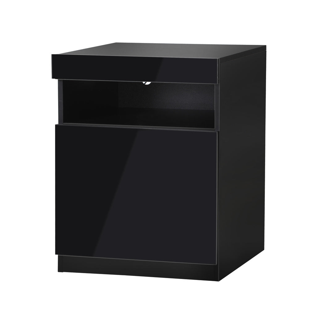 Grazio Supreme LED Multicolour Bedside Table | Modern Glossy Lift Storage Nightstand