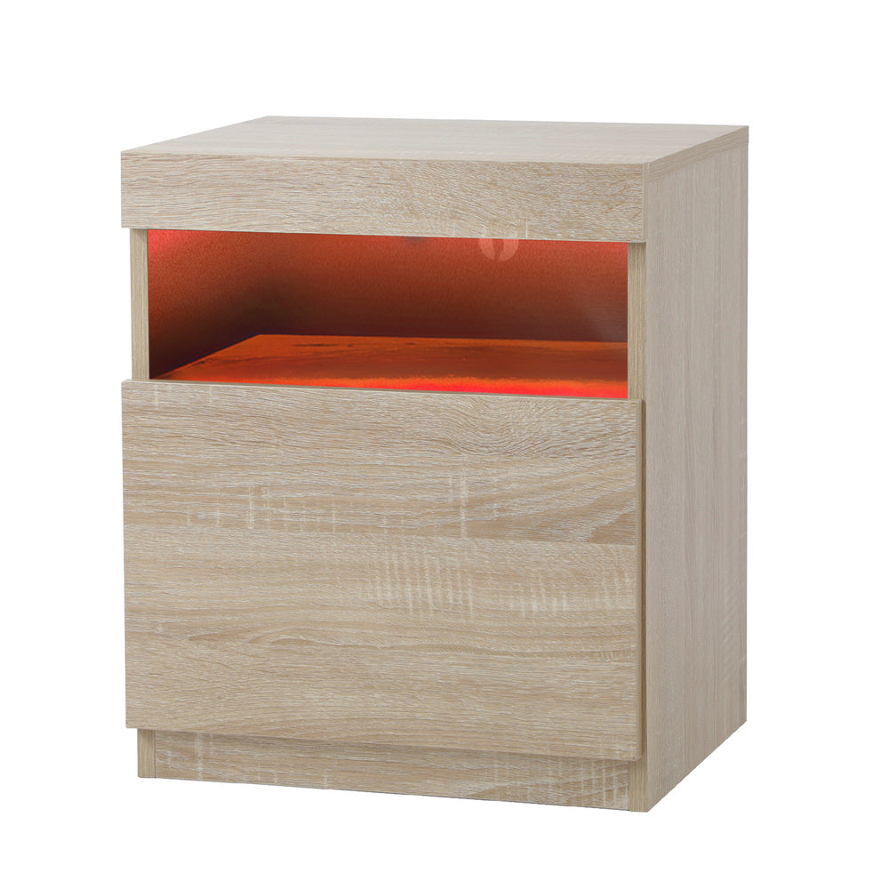 Grazio Modern LED Bedside Table | Gloss Storage Draw One Shelf Nightstand