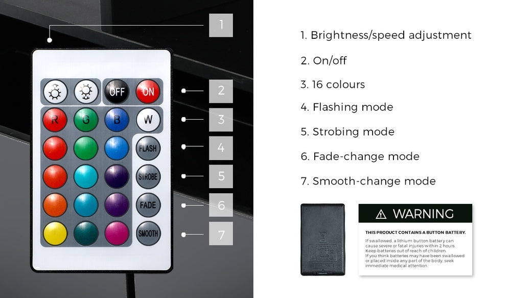 Grazio Supreme LED Multicolour Bedside Table | Modern Glossy Lift Storage Nightstand