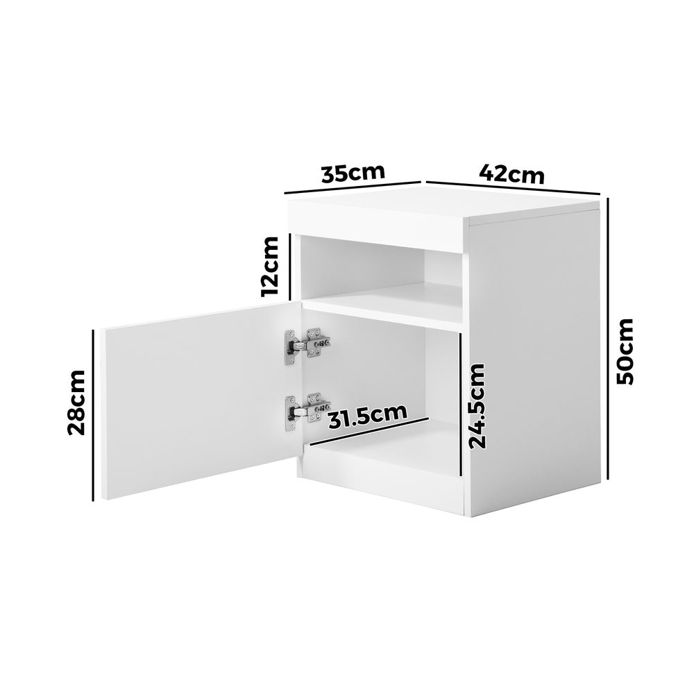 Grazio Modern LED Bedside Table | Gloss Storage Draw One Shelf Nightstand