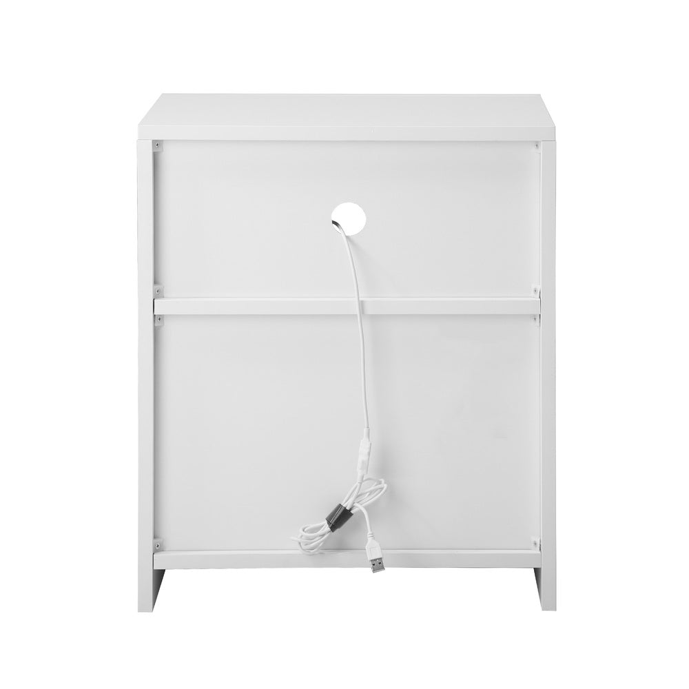 Grazio Modern LED Bedside Table | Gloss Storage Draw One Shelf Nightstand