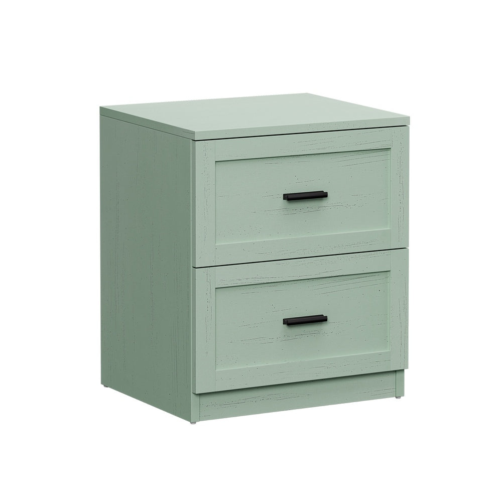 Hamptons Classic 2 Drawer Bedside Table | Elegant Wood Finish Storage Nightstand
