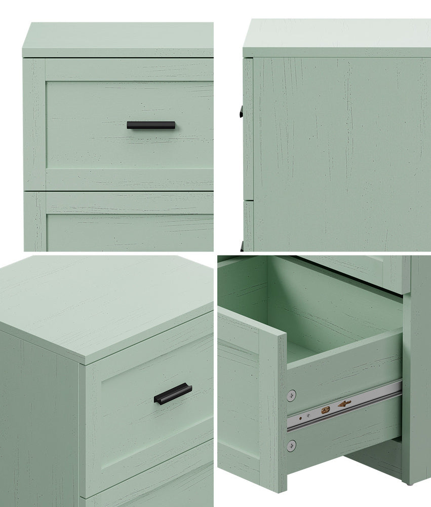 Hamptons Classic 2 Drawer Bedside Table | Elegant Wood Finish Storage Nightstand