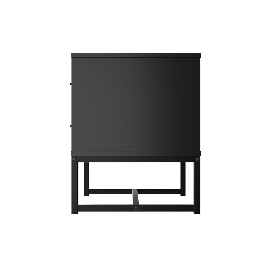 Foreno Industrial Style Rustic Bedside Table | 2 Drawer Metal Wood Bed Nightstand