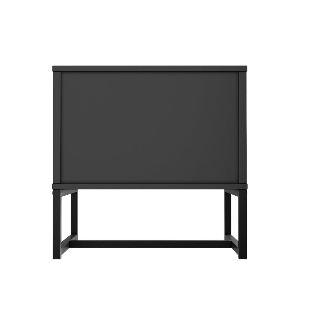 Foreno Industrial Style Rustic Bedside Table | 2 Drawer Metal Wood Bed Nightstand