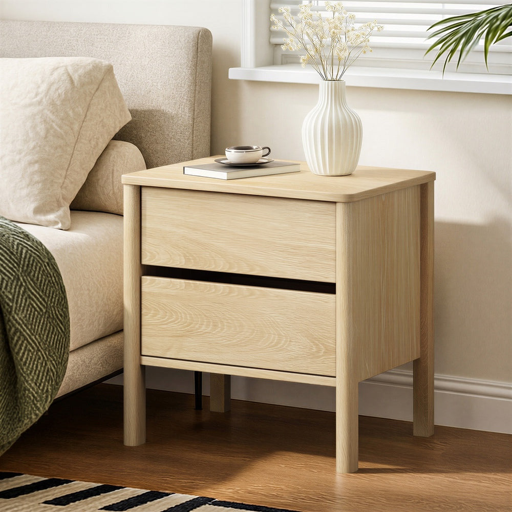 Aston 2 Draw Handle Free Bedside Table | Modern Scandi Style Nightstand