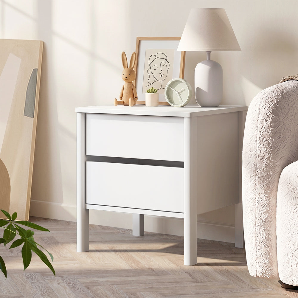 Aston 2 Draw Handle Free Bedside Table | Modern Scandi Style Nightstand