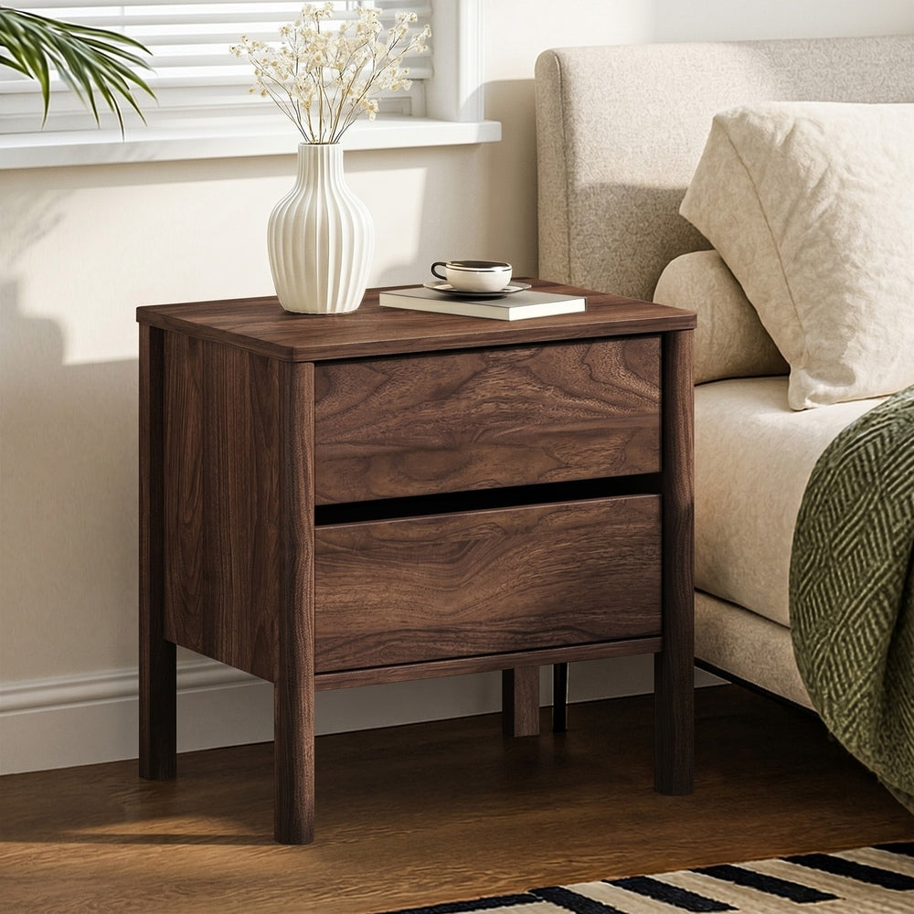 Aston 2 Draw Handle Free Bedside Table | Modern Scandi Style Nightstand