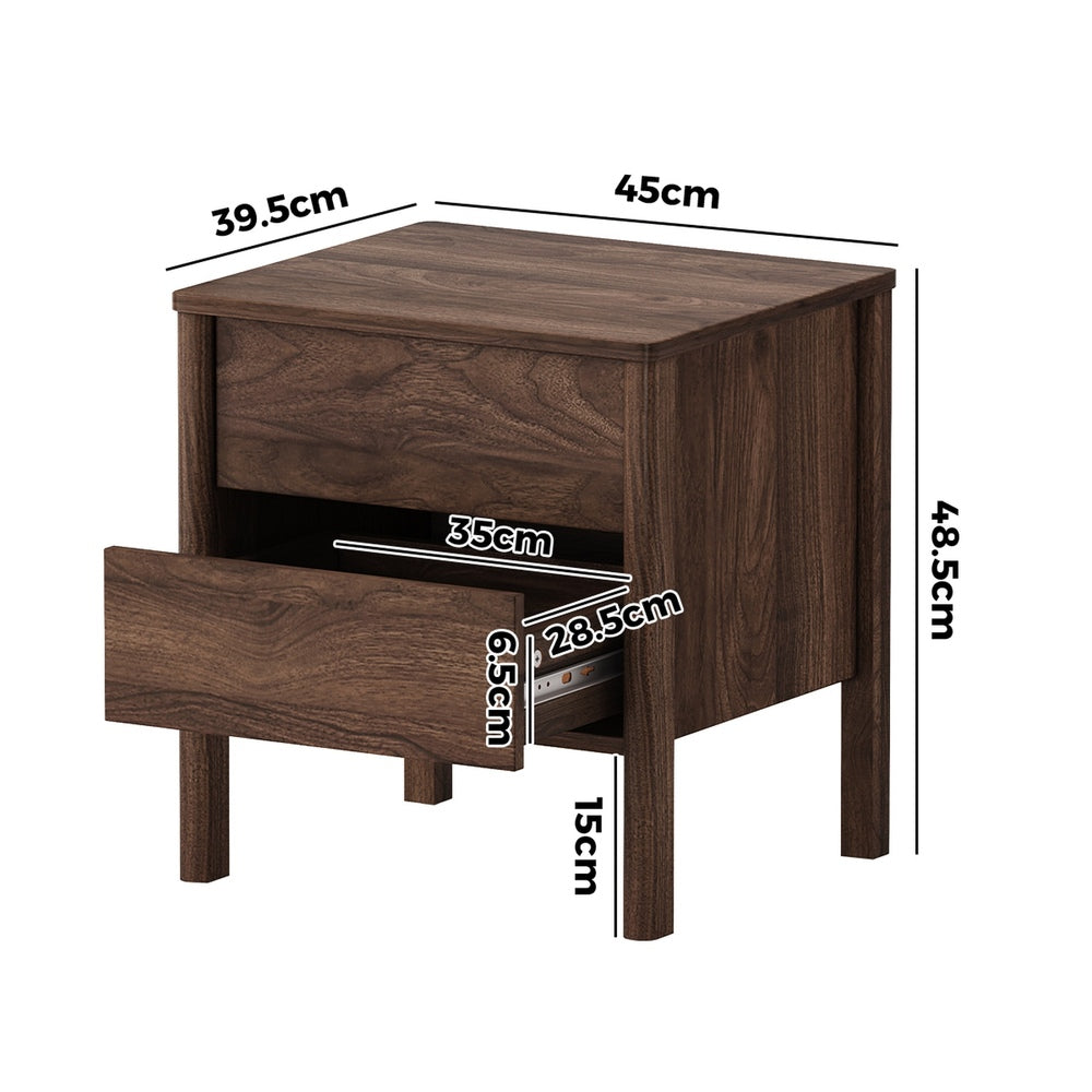 Aston 2 Draw Handle Free Bedside Table | Modern Scandi Style Nightstand