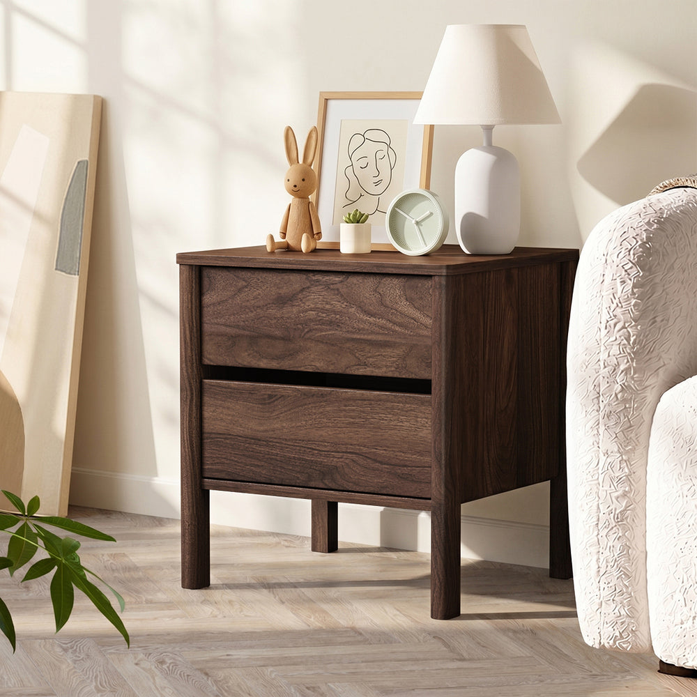 Aston 2 Draw Handle Free Bedside Table | Modern Scandi Style Nightstand