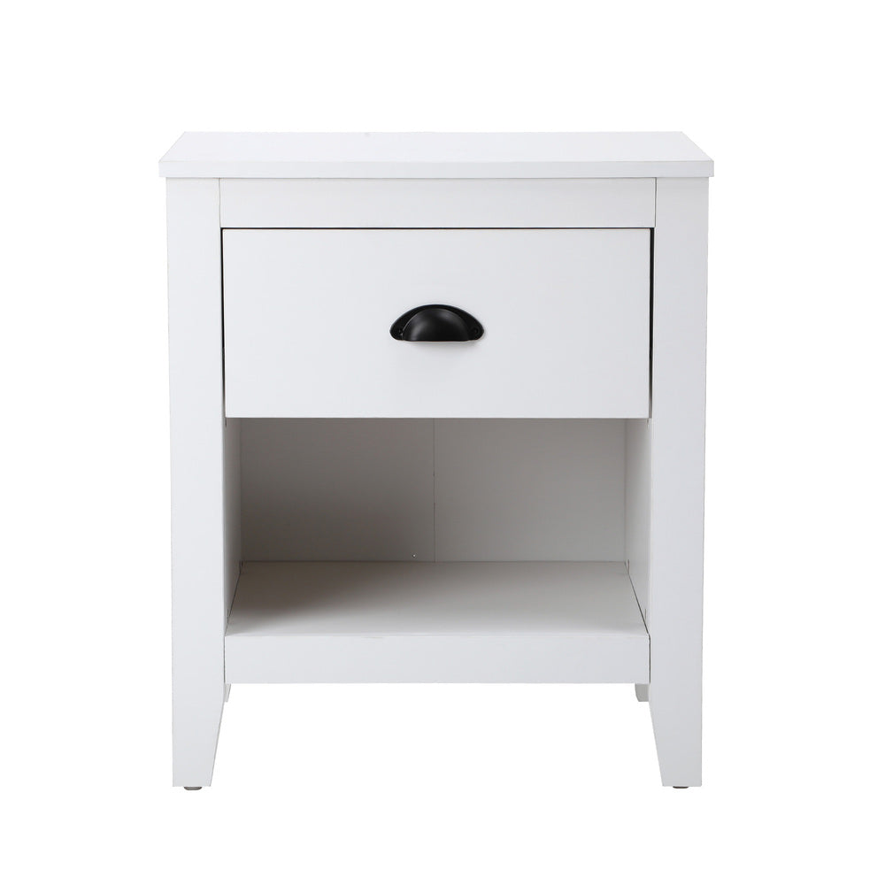 Sannero Hampton Style Bedside Table | Traditional White Bedside Table and Storage Drawers