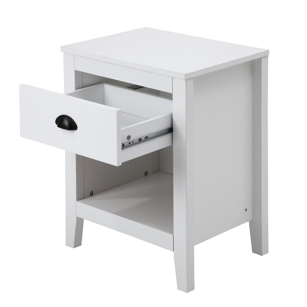 Sannero Hampton Style Bedside Table | Traditional White Bedside Table and Storage Drawers