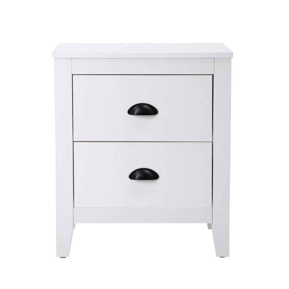 Sannero Hampton Style Bedside Table | Traditional White Bedside Table and Storage Drawers