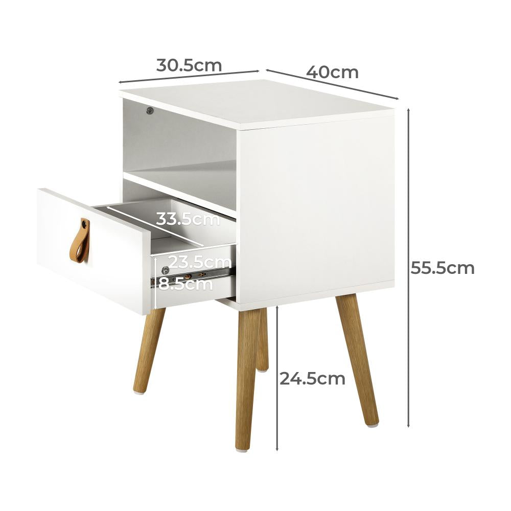 Nordi Slimline Bedside Table with Drawer | Scandi Style Bedside Tables