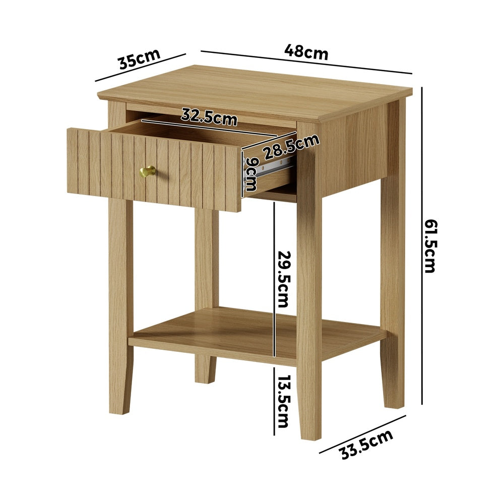 Centrum Naturo Modern Bedside Table | Stylish Textured Bedroom Storage Unit Nightstand