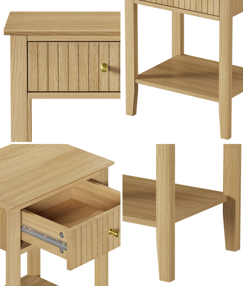 Centrum Naturo Modern Bedside Table | Stylish Textured Bedroom Storage Unit Nightstand