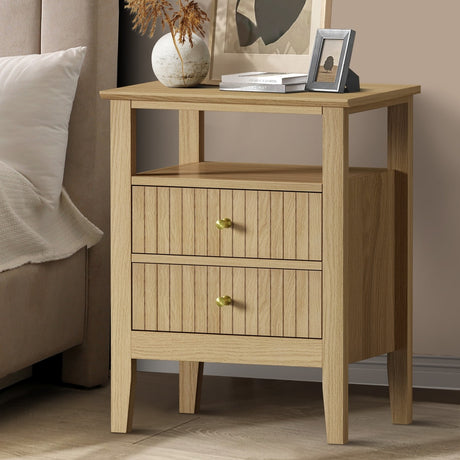 Centrum Naturo Modern Bedside Table | Stylish Textured Bedroom Storage Unit Nightstand