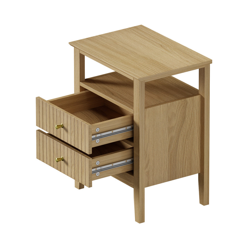 Centrum Naturo Modern Bedside Table | Stylish Textured Bedroom Storage Unit Nightstand