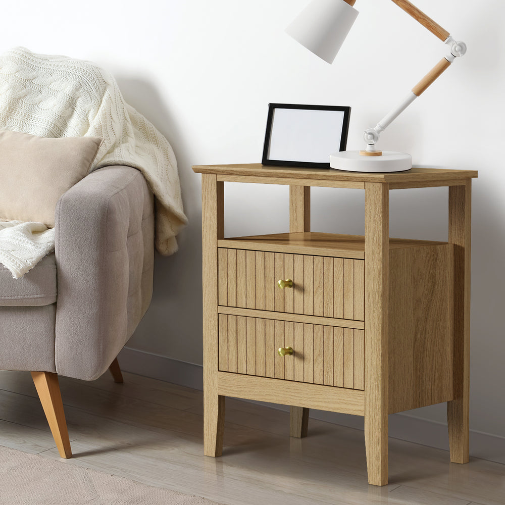 Centrum Naturo Modern Bedside Table | Stylish Textured Bedroom Storage Unit Nightstand