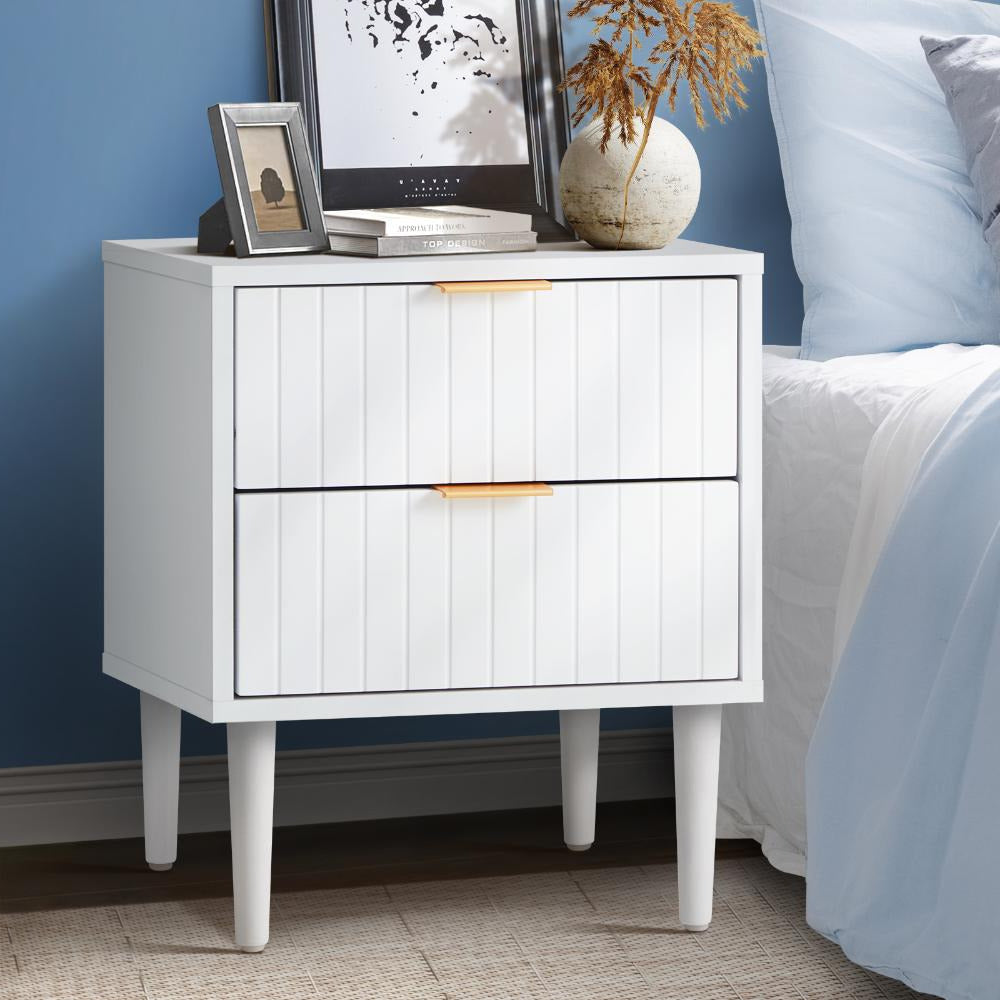 Centrum Blanco Nuvo Two Drawer Bedside Table |  Modern Bedroom Storage Unit