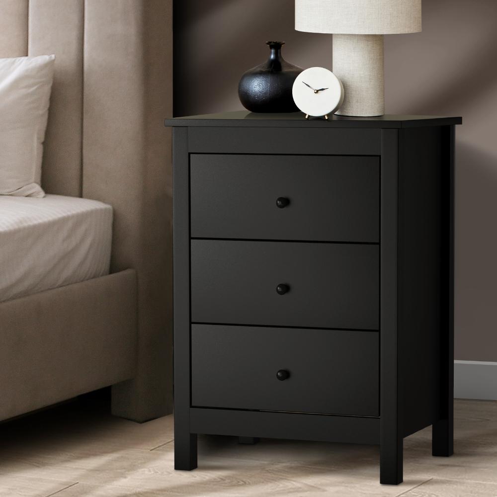 Martinique Modern Bedside Table with Three Drawers | Hampton Style Bedside Table Nightstand