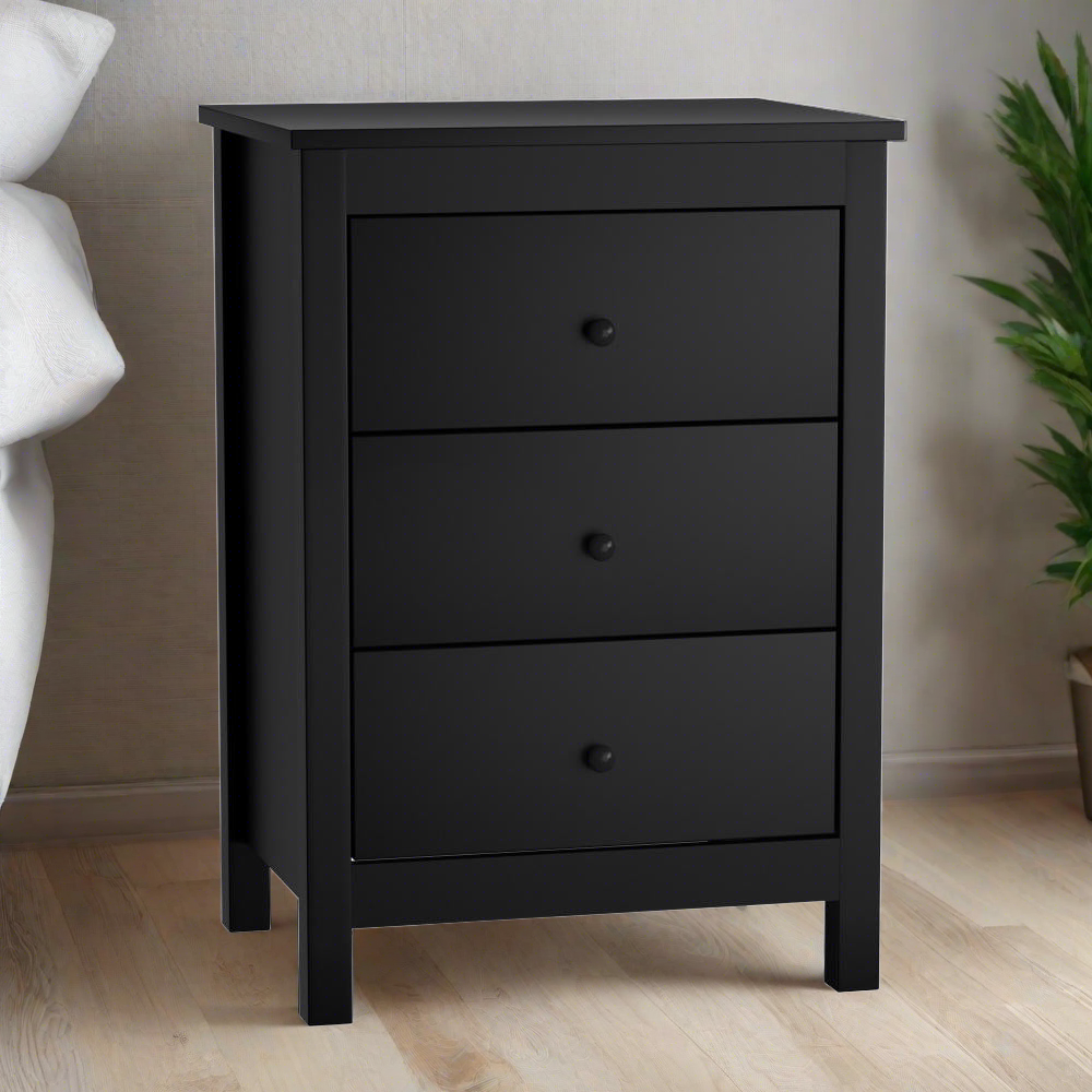 Martinique Modern Bedside Table with Three Drawers | Hampton Style Bedside Table Nightstand