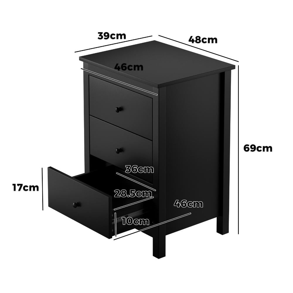 Martinique Modern Bedside Table with Three Drawers | Hampton Style Bedside Table Nightstand