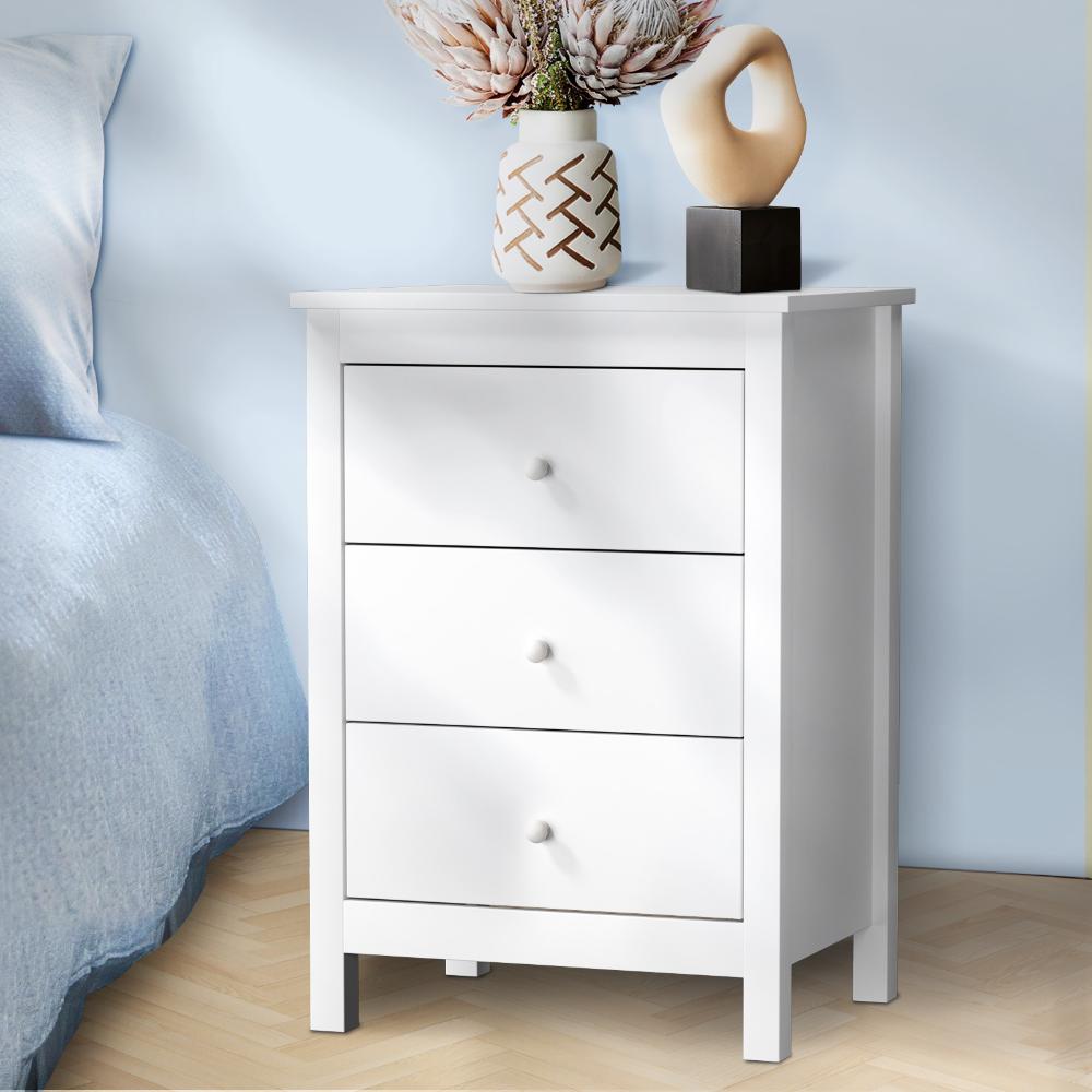 Martinique Modern Bedside Table with Three Drawers | Hampton Style Bedside Table Nightstand