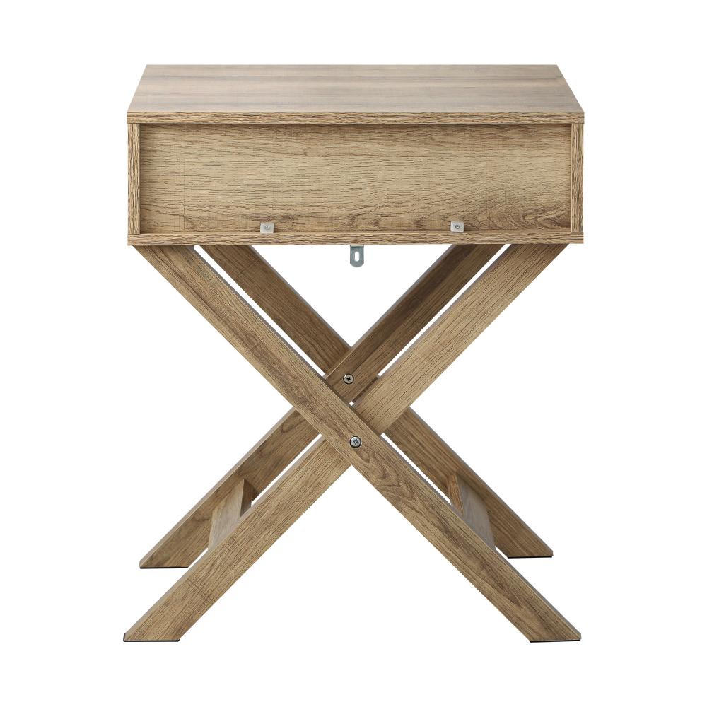 Eros Cross Base Modern Bedside Table | Sleek Storage Draw Nightstand Table