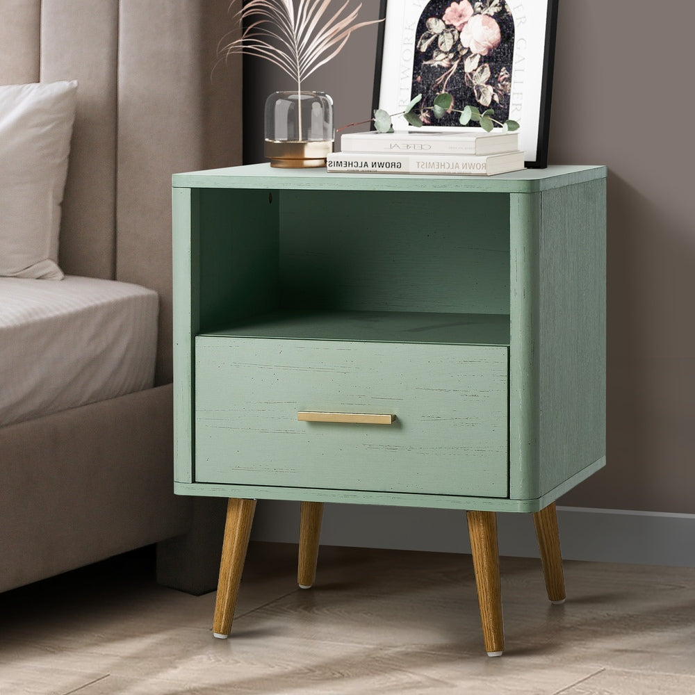 Nordi 1 Draw Wooden Bedside Table | Slim Scandi Style Wooden Bedside Table Unit