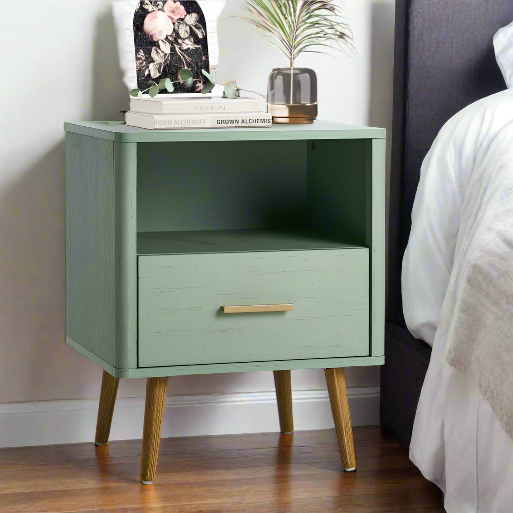 Nordi 1 Draw Wooden Bedside Table | Slim Scandi Style Wooden Bedside Table Unit