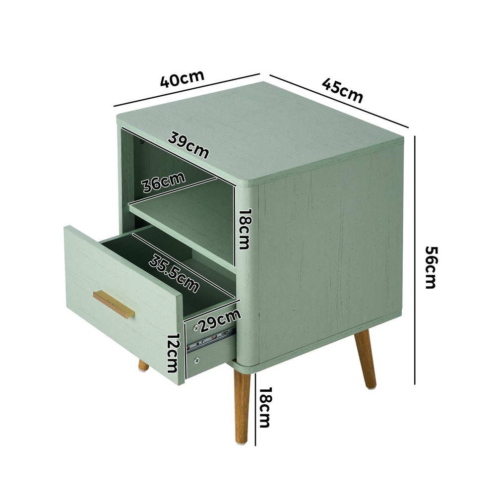Nordi 1 Draw Wooden Bedside Table | Slim Scandi Style Wooden Bedside Table Unit