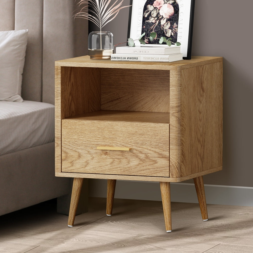 Nordi 1 Draw Wooden Bedside Table | Slim Scandi Style Wooden Bedside Table Unit