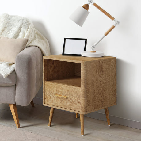 Nordi 1 Draw Wooden Bedside Table | Slim Scandi Style Wooden Bedside Table Unit