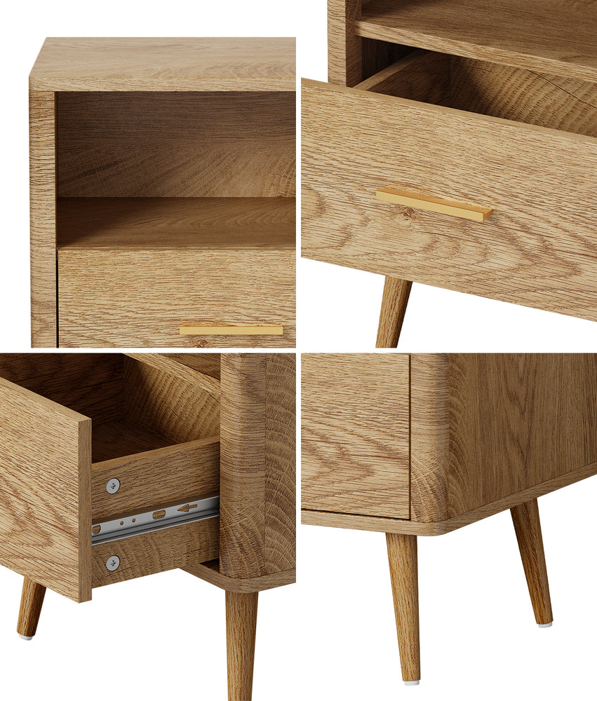 Nordi 1 Draw Wooden Bedside Table | Slim Scandi Style Wooden Bedside Table Unit