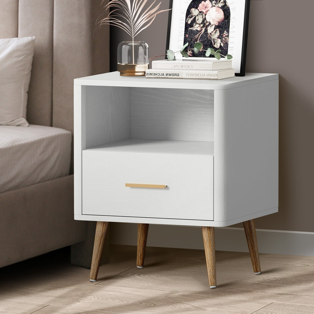 Nordi 1 Draw Wooden Bedside Table | Slim Scandi Style Wooden Bedside Table Unit