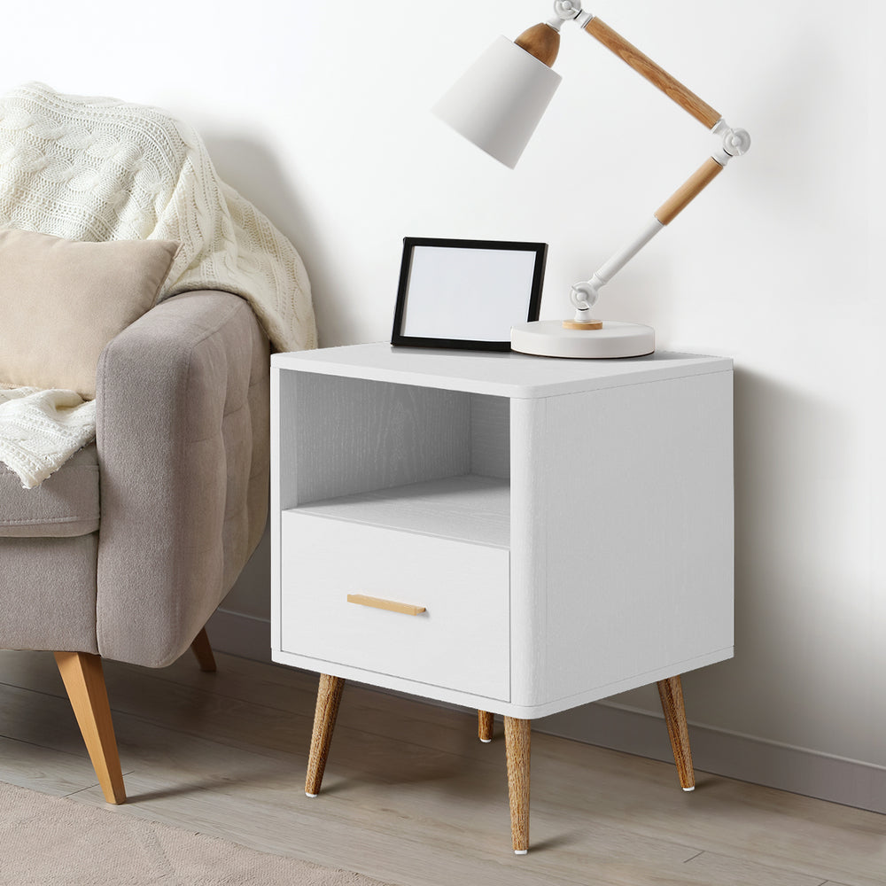 Nordi 1 Draw Wooden Bedside Table | Slim Scandi Style Wooden Bedside Table Unit