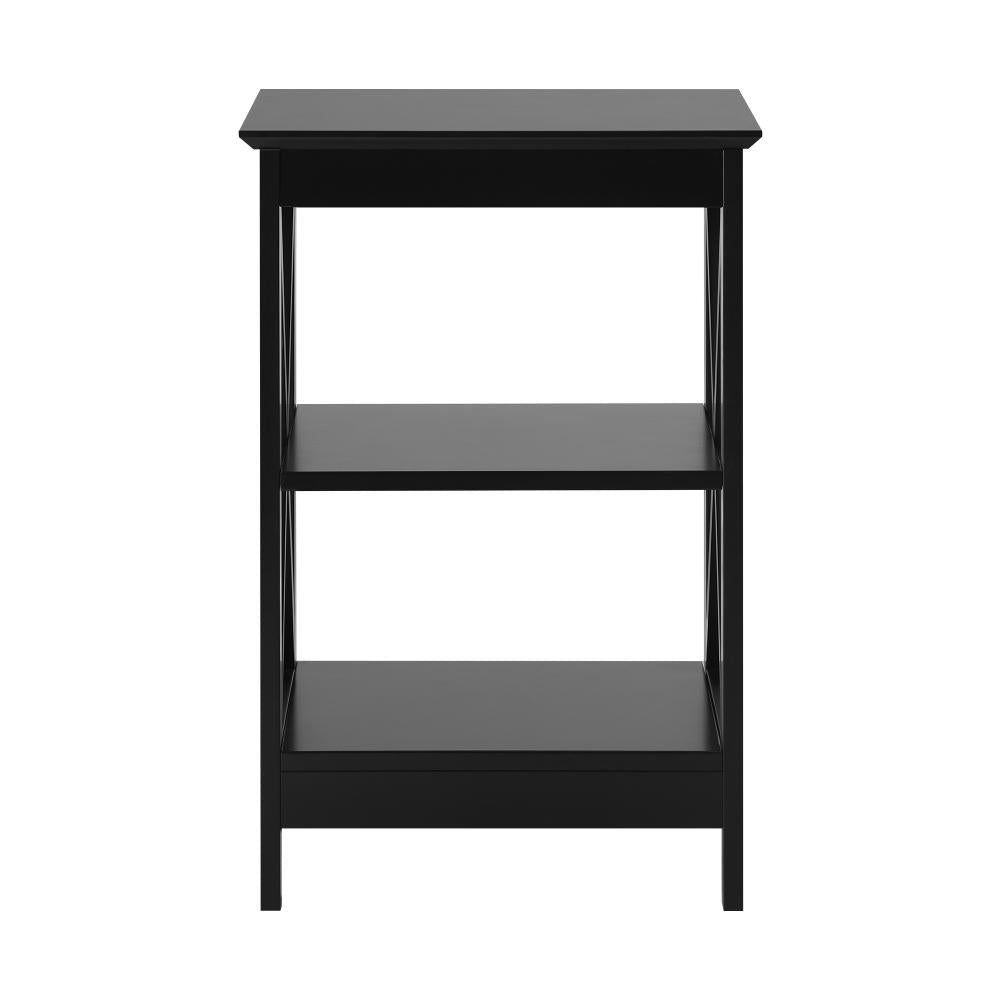 Palermo X-Beam 2 Tier Wooden Bedside Table | Modern Versatile Nightstand Bedside Unit