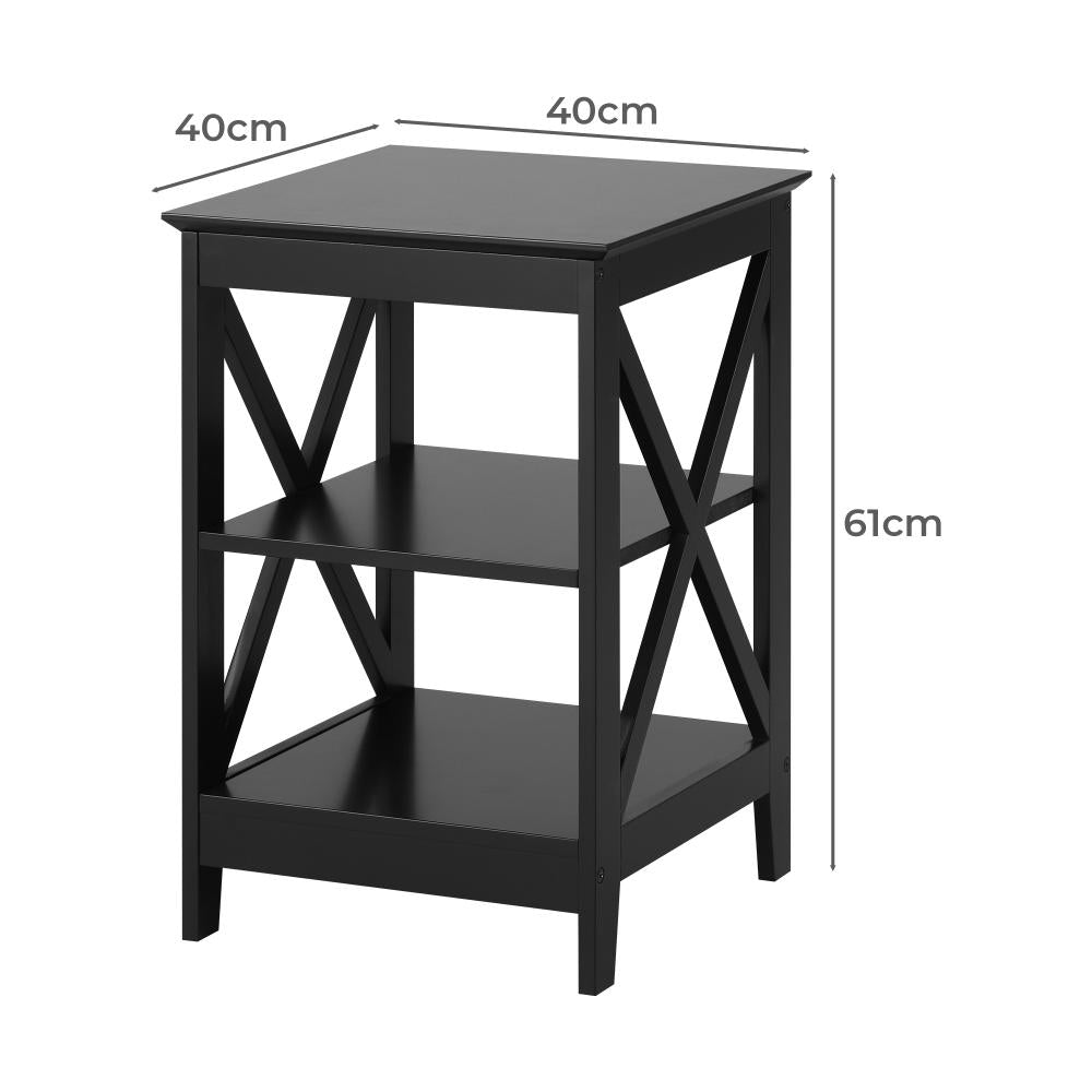 Palermo X-Beam 2 Tier Wooden Bedside Table | Modern Versatile Nightstand Bedside Unit