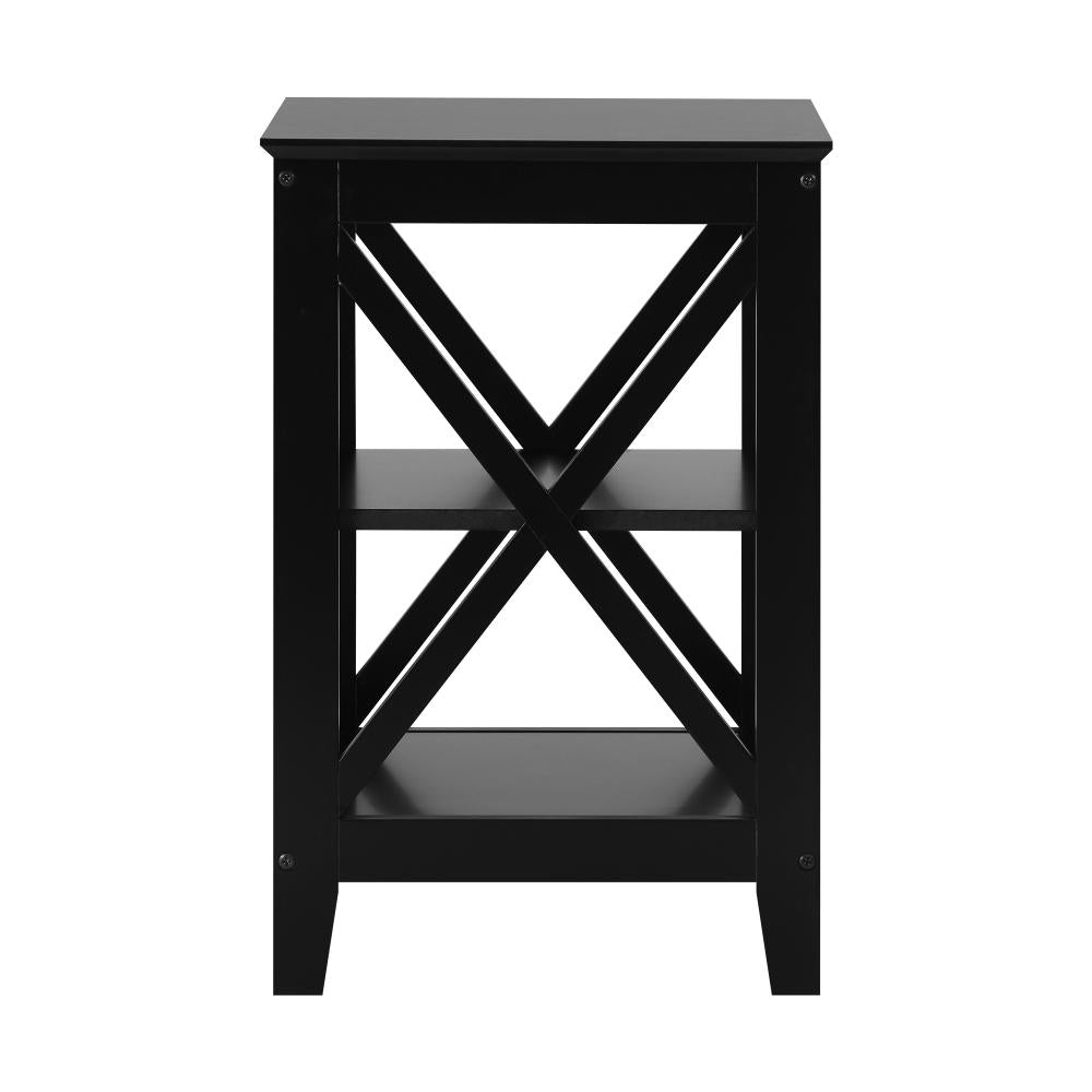 Palermo X-Beam 2 Tier Wooden Bedside Table | Modern Versatile Nightstand Bedside Unit