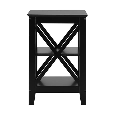 Palermo X-Beam 2 Tier Wooden Bedside Table | Modern Versatile Nightstand Bedside Unit