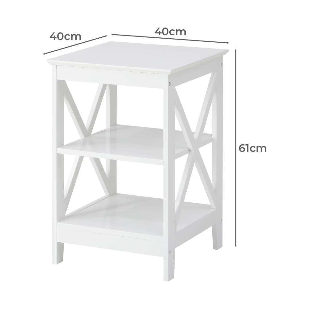 Palermo X-Beam 2 Tier Wooden Bedside Table | Modern Versatile Nightstand Bedside Unit