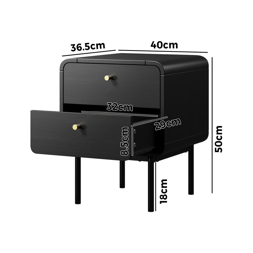 Set of 2 Vesio Scandi Style Bedside Tables | Modern Woodgrain Texture Nightstands