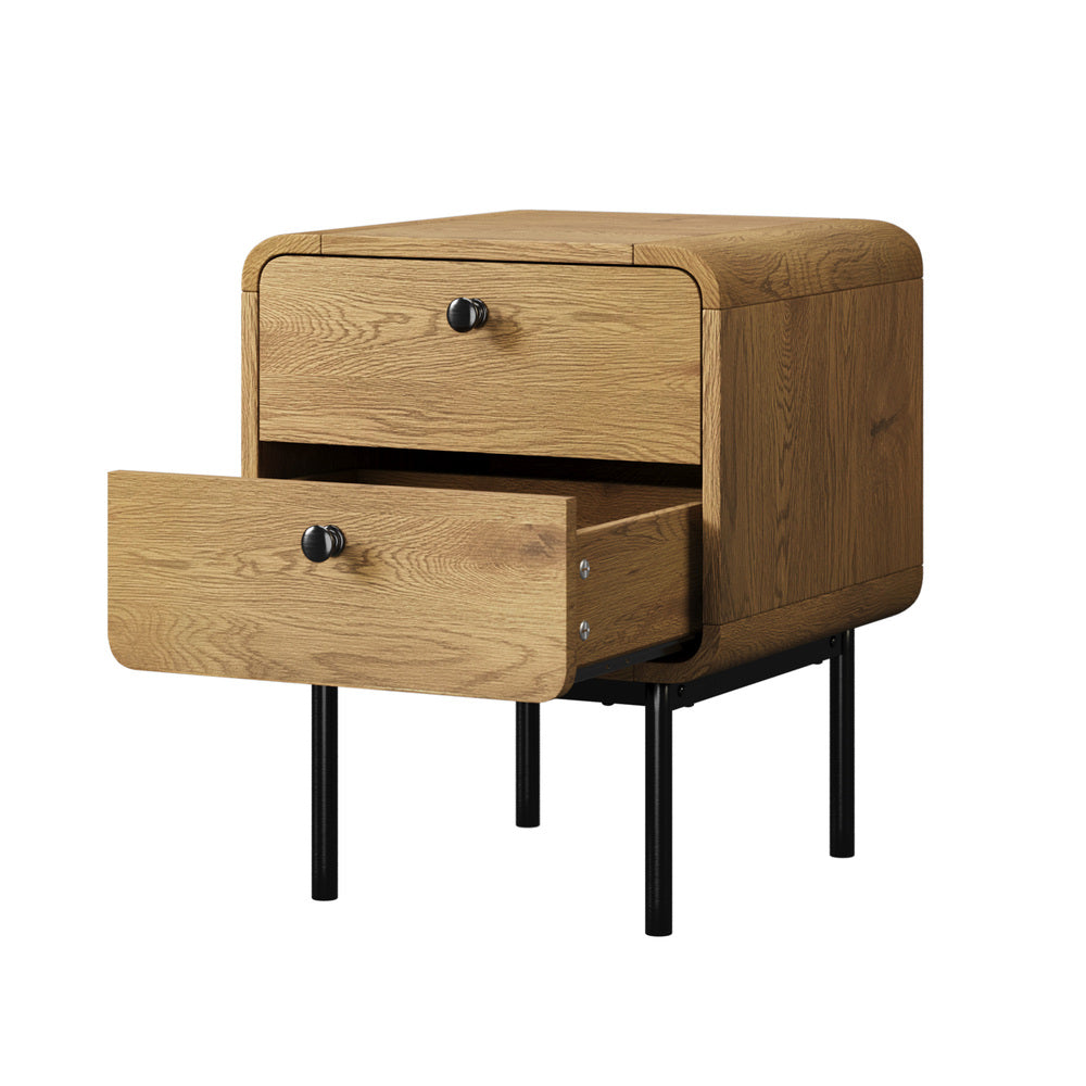 Set of 2 Vesio Scandi Style Bedside Tables | Modern Woodgrain Texture Nightstands