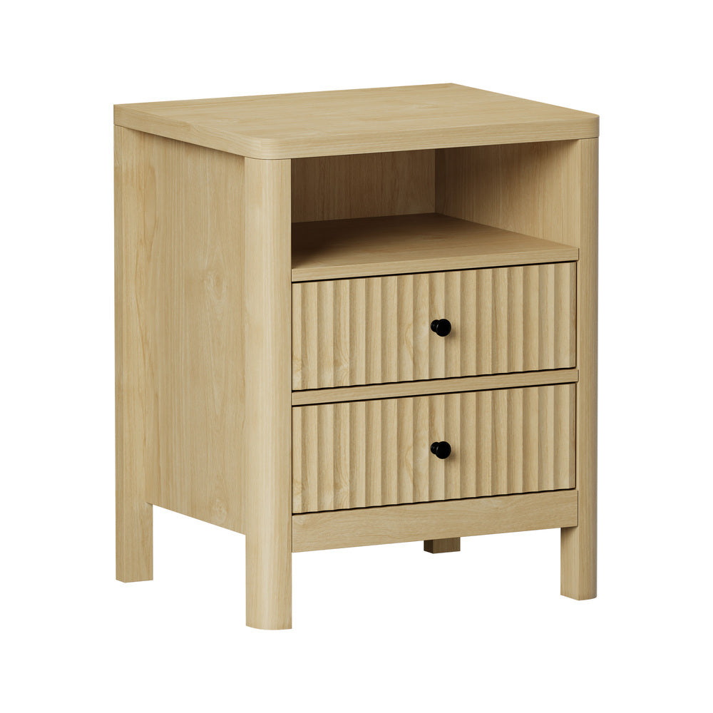 Amaro 2 Draw Ripple Front Bedside Table | Modern Storage Bedside Unit Nightstand