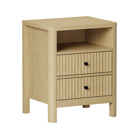 Amaro 2 Draw Ripple Front Bedside Table | Modern Storage Bedside Unit Nightstand