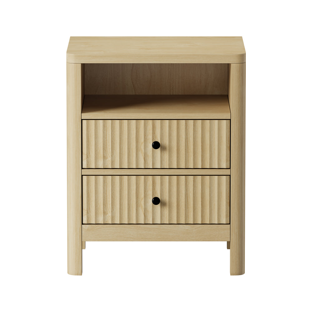 Amaro 2 Draw Ripple Front Bedside Table | Modern Storage Bedside Unit Nightstand