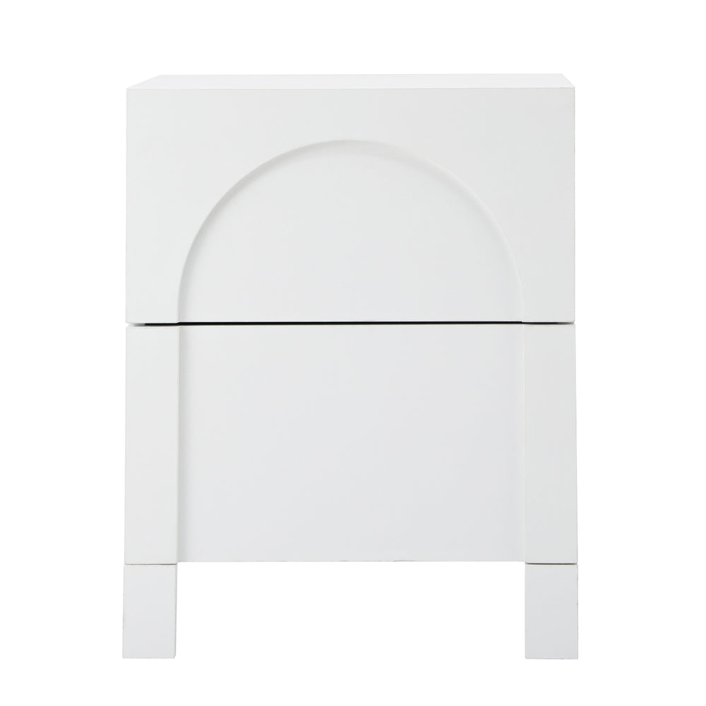 Allure White Modern Display Shelf Style Bedside Table | Art Deco White Table Storage Nightstand