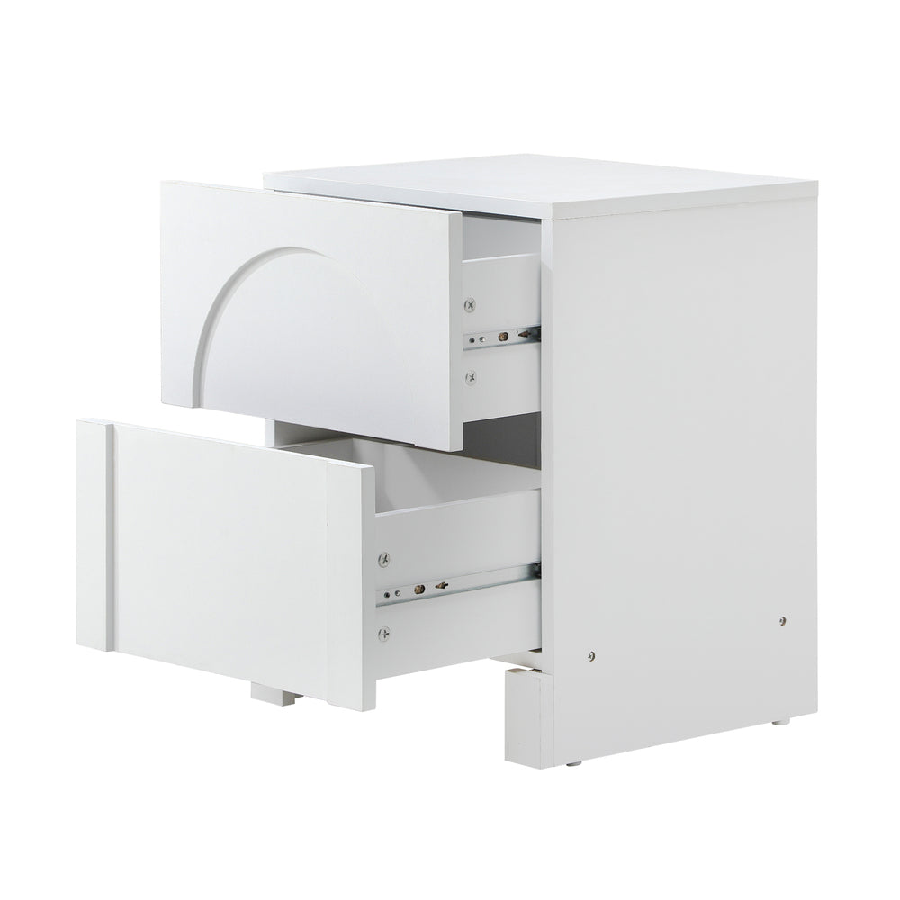 Allure White Modern Display Shelf Style Bedside Table | Art Deco White Table Storage Nightstand