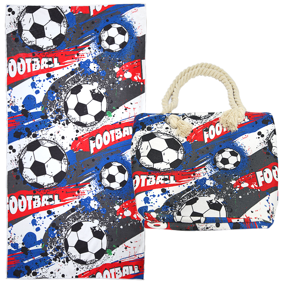 Shangri-La Printed Velour Large 150 x 75cm Beach Towel & Tote Bag Combo | Summer Beach Pack